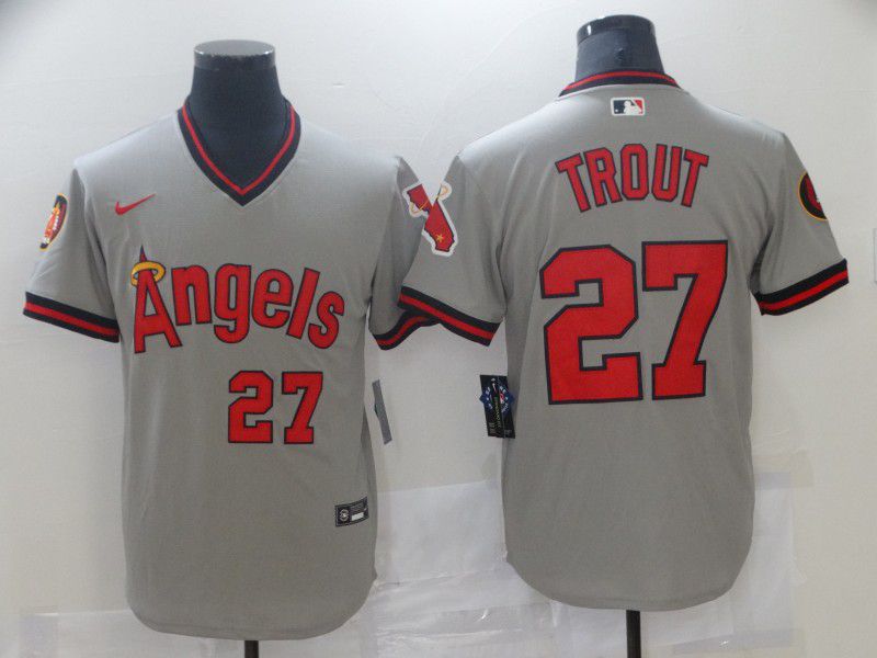 Men Los Angeles Angels #27 Trout Grey Game Nike 2021 MLB Jerseys->women mlb jersey->Women Jersey